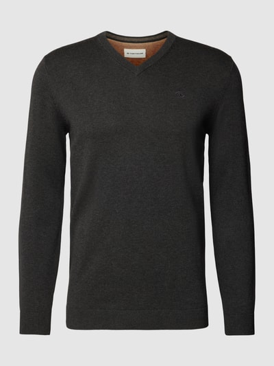 Tom Tailor Gebreide pullover met V-hals Antraciet - 2