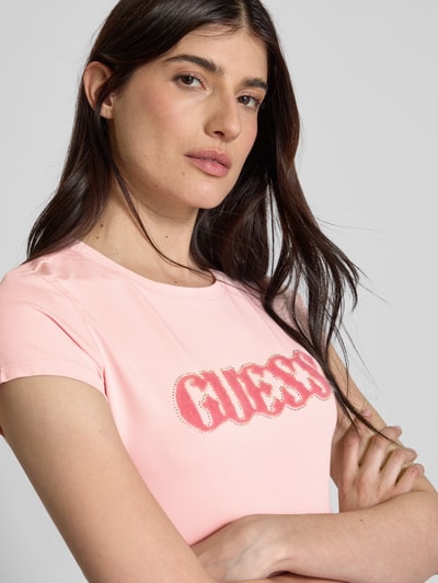 Guess T-Shirt mit Strasssteinbesatz Rosa 3