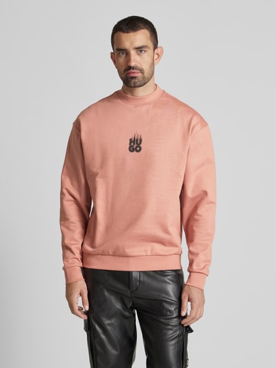 HUGO Sweatshirt mit Label-Print Modell 'Durungu' Lachs 4