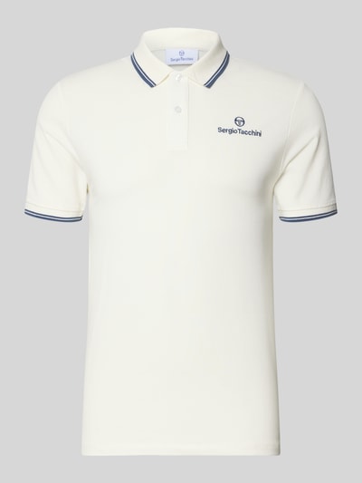 Sergio Tacchini Slim Fit Poloshirt mit Logo-Stitching Modell 'Reed' Offwhite 2