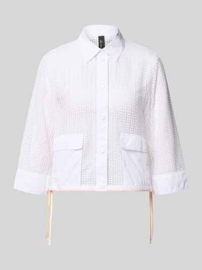 Produktfoto, Regular Fit Blazer mit Pattentaschen und 3/4-Arm von Marc Cain, weißer Material-Mix mit Stretch-Anteil und Knopfleiste