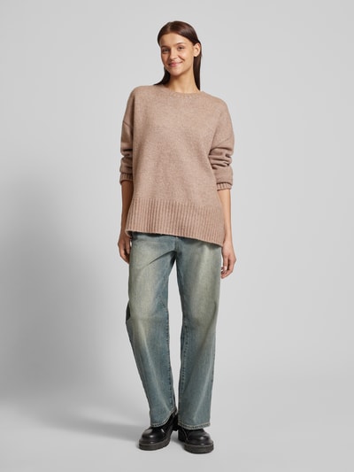 Pieces Pullover met lange mouwen en zijsplitten, model 'NANCY' Hazelnoot - 1