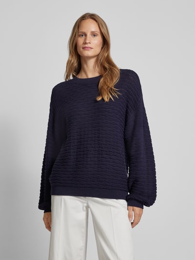 Christian Berg Woman Gebreide pullover met ribboorden Donkerblauw - 4