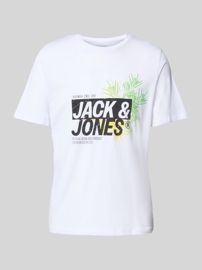 Jack & Jones T-Shirt mit Label-Print Modell 'JAXON' Weiss 2
