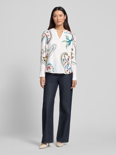 HERZENS Relaxed Fit Tunika-Bluse mit Allover-Paisley-Print Tuerkis 1