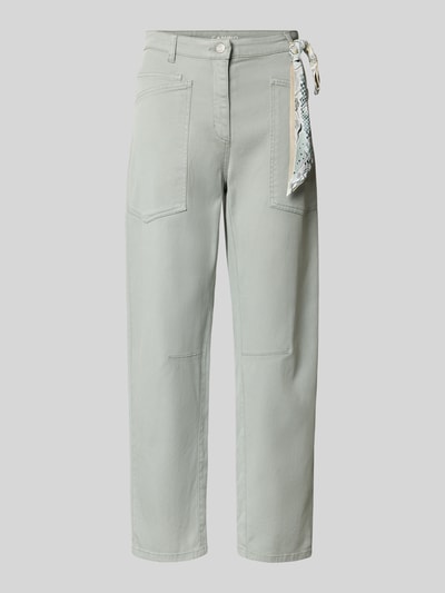 Produktfoto, Relaxed Fit Jeans aus Lyocell-Mix von Cambio, jasnoszary, wpuszczane i tylne kieszenie, chusta w szlufkach, skrócony krój, szerokość w rozmiarze 36: 41 cm, długość wewnętrzna nogawki w rozmiarze 36: 69 cm, elastyczna mieszanka lyocellu i bawełny