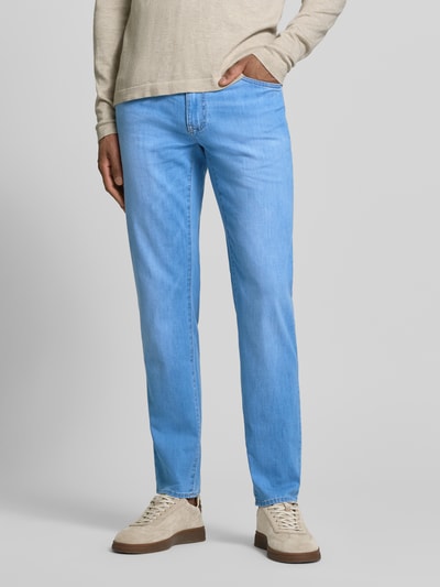 Brax Regular Fit Jeans im Used-Look Modell 'Cadiz' Blau Melange 4
