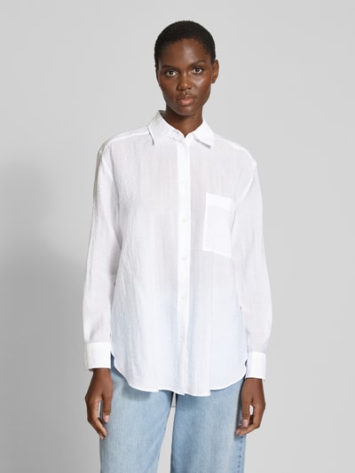 HUGO Relaxed Fit Hemdbluse in Crinkle-Optik Modell 'Elodina' Weiss 4