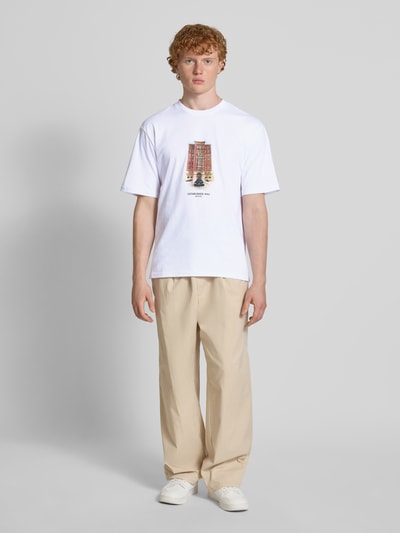 REVIEW T-Shirt mit Label-Print Weiss 1