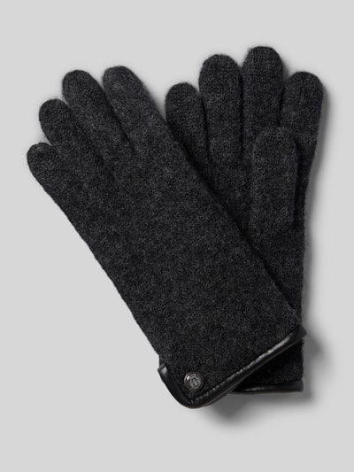 Roeckl Walkhandschuhe aus Schurwolle mit Wappen Emblem Anthrazit 1