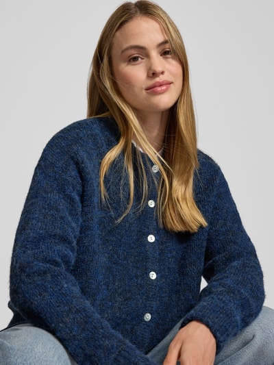 ICHI Relaxed fit gebreid jack met wol, model 'Bela' Marineblauw - 3