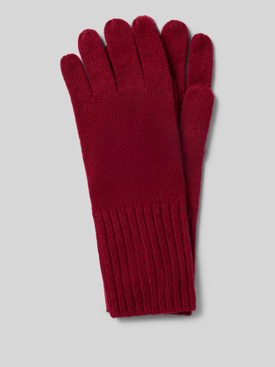 Produktfoto, Handschuhe aus reinem Kaschmir von Seeberger in Dunkelrot, Strick-Optik, elastisches Rippbündchen, damskie rękawiczki z czystego kaszmiru