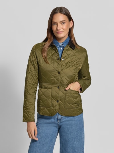 Barbour Shaped Fit Steppjacke mit Cord-Kragen Modell 'DEVERON' Oliv 4