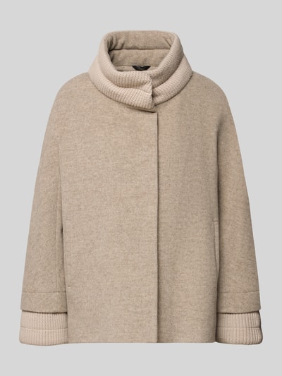 Produktfoto, Jacke aus Lanawolle-Mix mit Stehkragen und Eingrifftaschen von ICONS Cinzia Rocca in Beige, lockerer Schnitt, glatte und weiche Textur