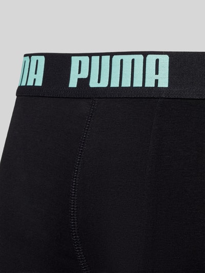 Produktfoto, Trunks aus Baumwoll-Mix im 2er-Pack von PUMA mit körpernaher Passform, elastischem Bund und Label-Detail, Schwarz, Nahaufnahme