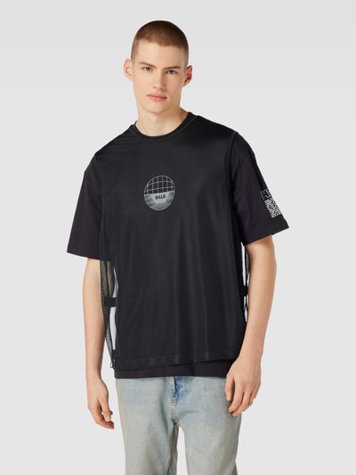 Balr. Oversized T-shirt met mesh, model 'Joey' Zwart - 4