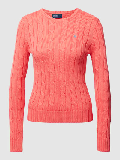 Polo Ralph Lauren Strickpullover aus Baumwolle mit Strukturmuster Modell 'JULIANNA' Hellrot 2