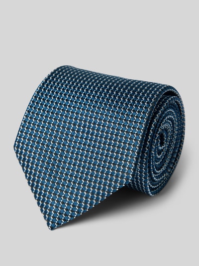 BOSS Zijden stropdas met structuurmotief Aquablauw - 1