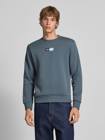 Jack & Jones Regular Fit Sweatshirt mit Logo-Print Modell 'Pan' Blau 4