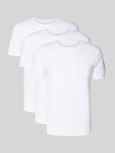 Produktfoto, Slim Fit T-Shirt Set aus Baumwoll-Mix im 3er-Pack von Tommy Hilfiger, unifarben, weiß, Rundhals, kurzarm, Stretchmaterial