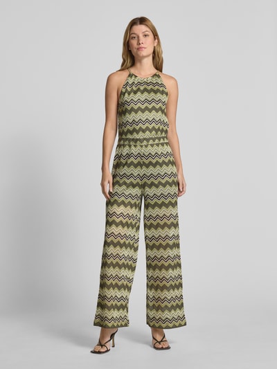 comma Jumpsuit mit Strukturmuster Gruen 4