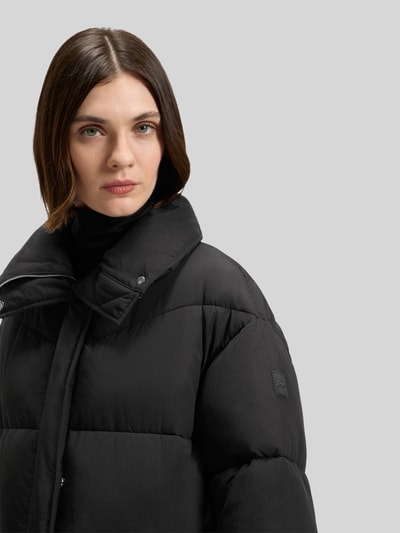 BOSS Orange Regular fit gewatteerde lange jas met opstaande kraag Zwart - 3