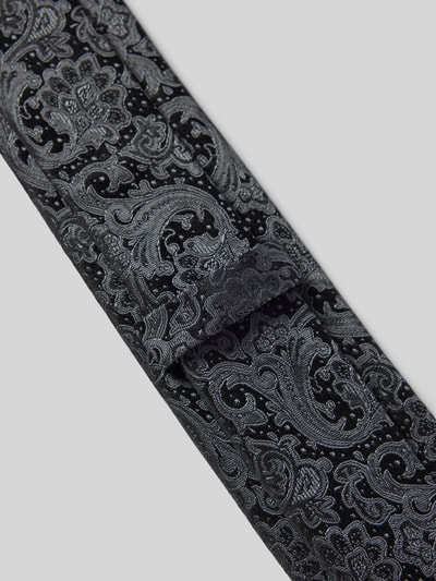 Monti Zijden stropdas met paisleymotief Antraciet - 3