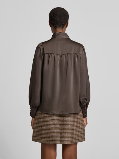 Neo Noir Blusenshirt mit Schleifen-Detail Dunkelbraun 5