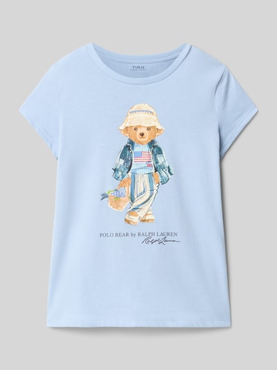 Produktfoto, Regular Fit T-Shirt aus reiner Baumwolle mit Polo Bear von Polo Ralph Lauren Kids, unifarbene Optik, Polo Bear Print, krótki rękaw, dekolt okrągły, jersey, materiał: czysta bawełna