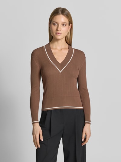 Armani Exchange Slim Fit Pullover aus Viskose-Mix in Strick-Optik Schoko 4