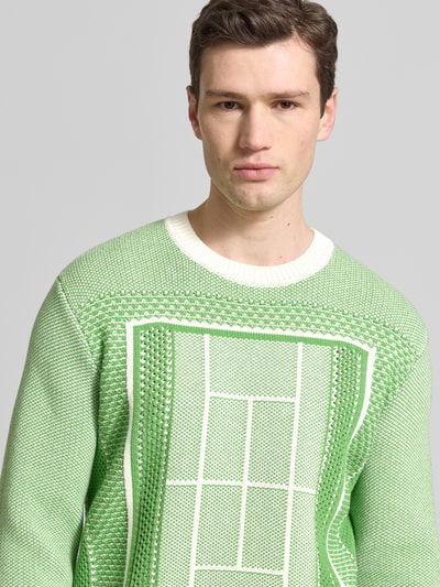 Lacoste Regular Fit Strickpullover aus Baumwoll-Mix Modell 'TENNIS COURT' Gruen 3