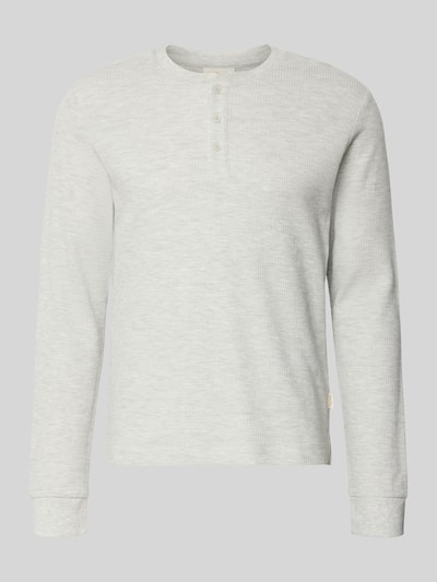 Produktfoto, Regular Fit Longsleeve in Strick-Optik Modell 'Niagara' von JACK & JONES, hellgrau, Baumwoll-Mix, Henley-Ausschnitt, Herren.