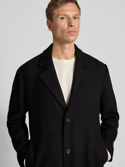 SELECTED HOMME Relaxed fit lange wollen jas met reverskraag, model 'MILOS' Zwart - 3