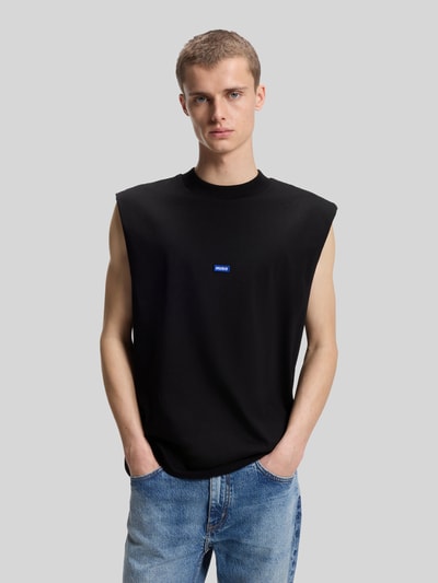 HUGO Blue Top typu tank o kroju relaxed fit z czystej bawełny model 'NAVERTZ' Czarny 4