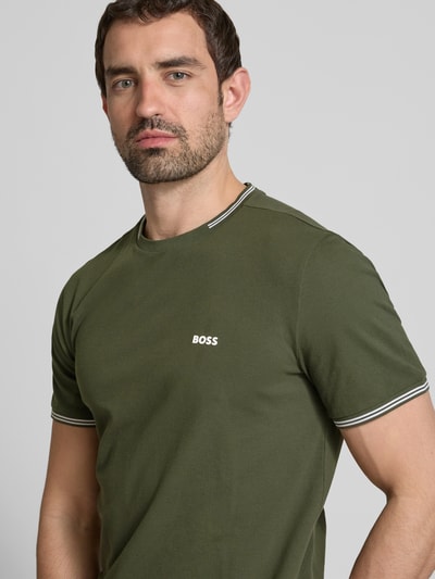 BOSS Green T-Shirt mit Label-Print Modell 'Taul' Dunkelgruen 3