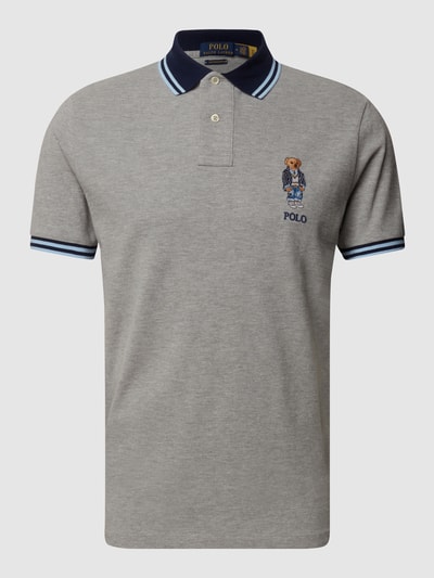 Polo Ralph Lauren Koszulka polo o kroju custom slim fit z wyhaftowanym logo Srebrny melanż 2