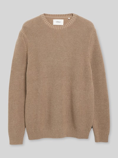 s.Oliver RED LABEL Regular Fit Strickpullover aus reiner Baumwolle mit Rundhalsausschnitt Mittelbraun 2