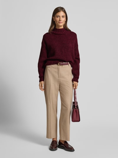 Marc Cain Relaxed fit wollen pullover met alpaca in gebreide look Bordeaux - 1