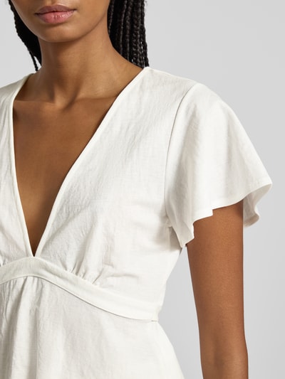 Gina Tricot Blusenshirt mit V-Ausschnitt Offwhite 3