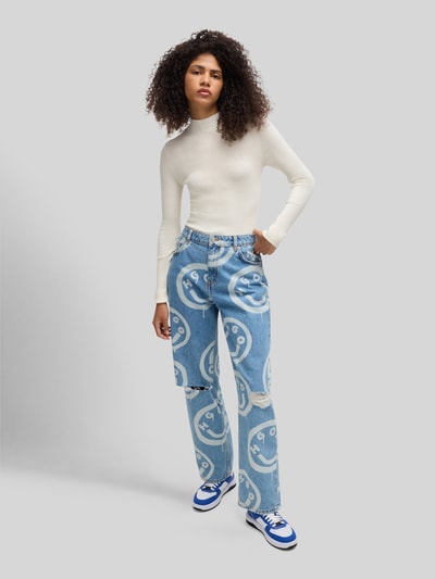 Hugo Blue Slim fit gebreide pullover van geribde viscosemix, model 'SARMIE_B' Wit - 1