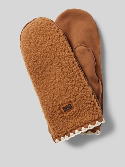 UGG Lederhandschuhe mit Teddyfellbesatz Modell 'FLUFF' Camel 1