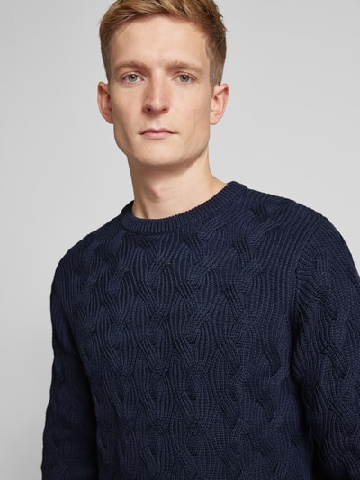 SELECTED HOMME Gebreide pullover met structuurmotief, model 'CALLIS' Donkerblauw - 3