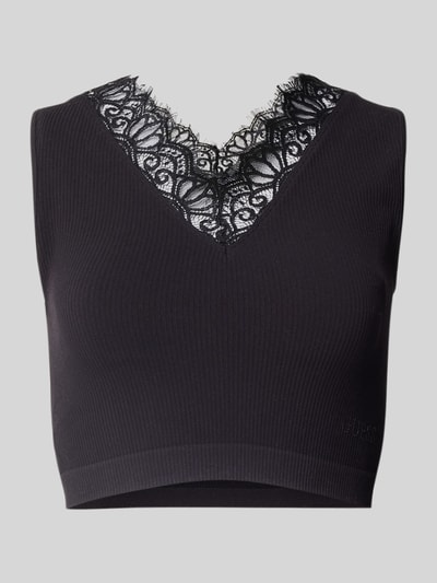 Guess Crop Top in Ripp-Optik Modell 'RAQUEL' BLACK 2