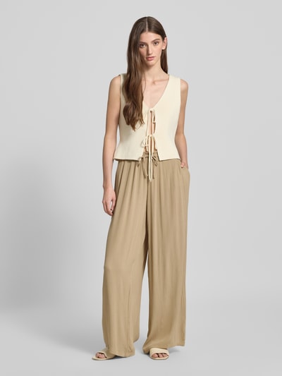 Review Wide leg stoffen broek met tunnelkoord Beige - 1