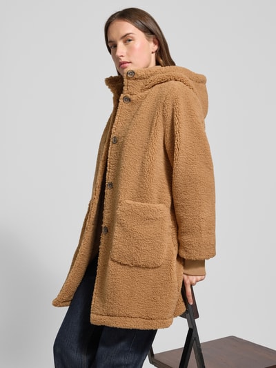 Tom Tailor Denim Regular fit lange jas van teddybont met capuchon Camel - 3