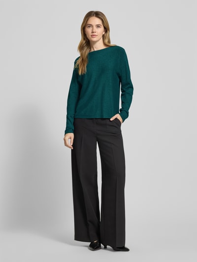 comma Gebreide pullover van viscosemix met boothals Petrol - 1