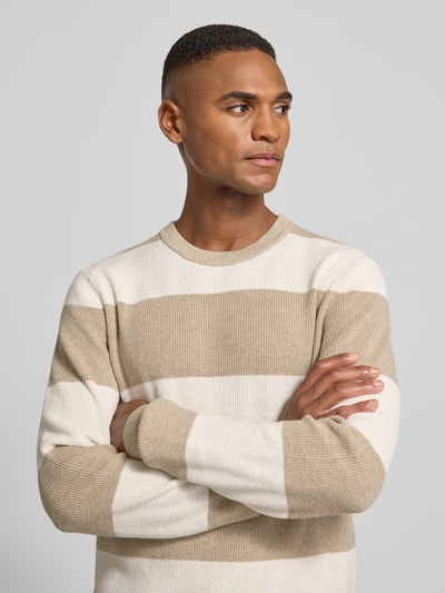 MCNEAL Strickpullover mit Streifenmuster und Rundhalsausschnitt Mud Melange 3