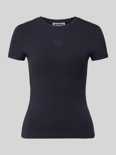 REVIEW Slim Fit T-Shirt mit Logo-Stitching Dunkelblau 2