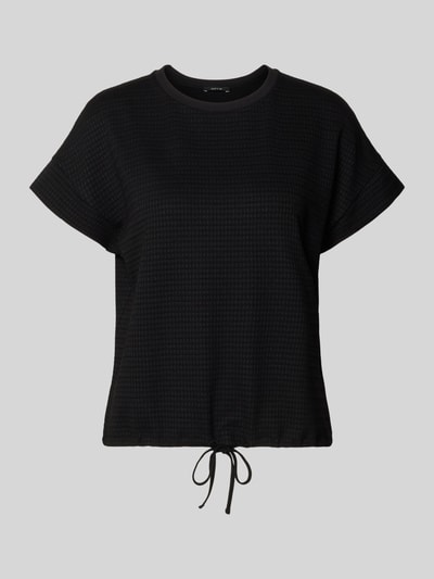 Produktfoto, Regular Fit T-Shirt aus Viskose-Mix Modell 'Solke' von OPUS, Schwarz, Strukturmuster, Tunnelzug im Saum, Rückenlänge 55 cm