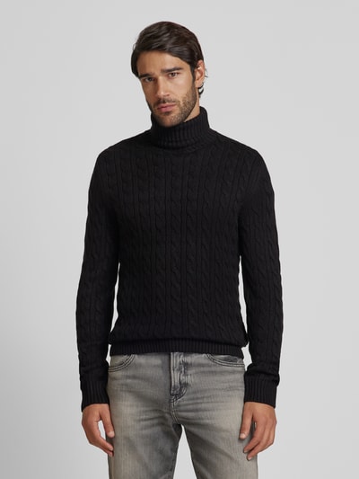 Jack & Jones Premium Strickpullover mit Zopfmuster Modell 'BLUCRASH' Black 4